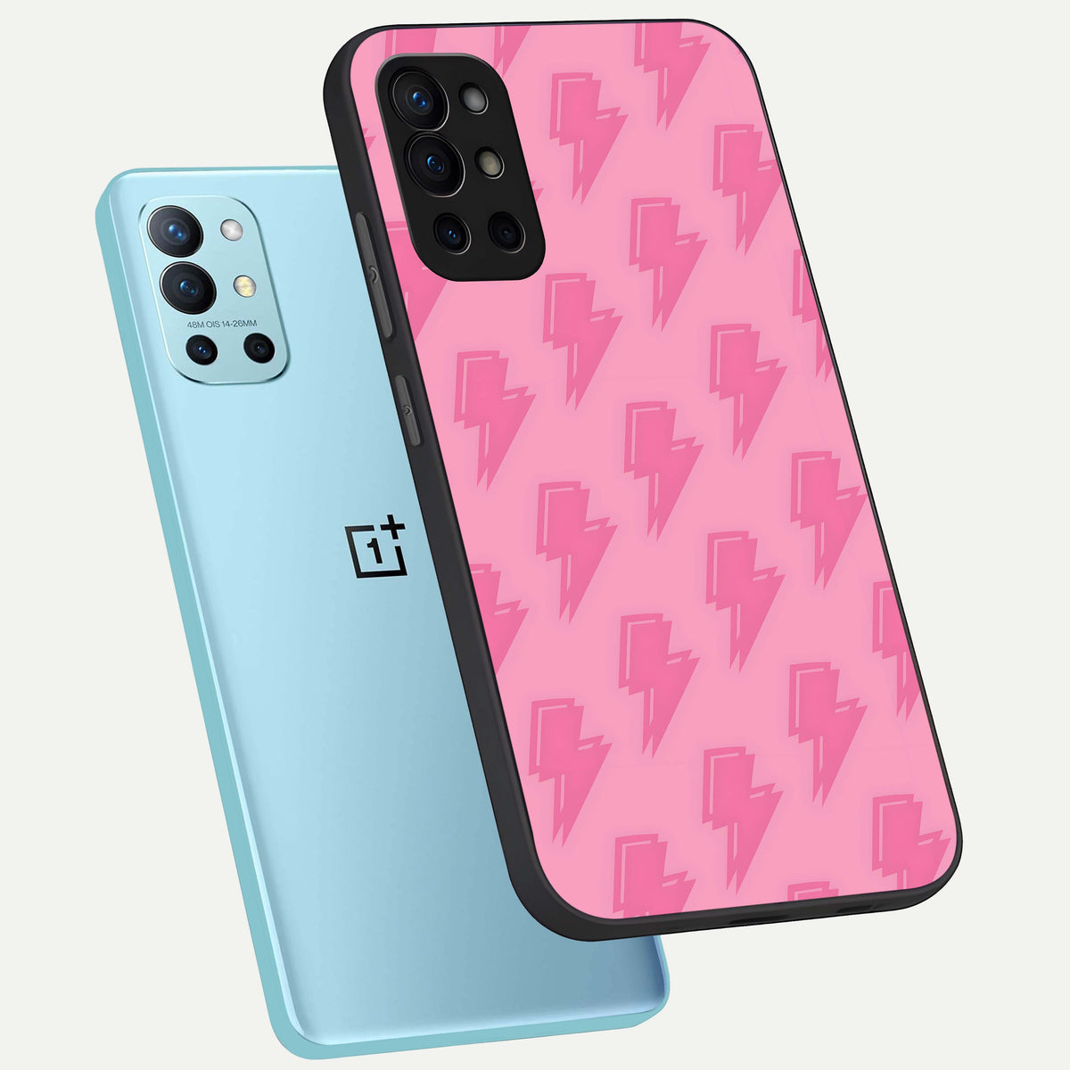  Pink Moo Magic phone case For OnePlus 9R showing premium glass back cover with detailed artwork