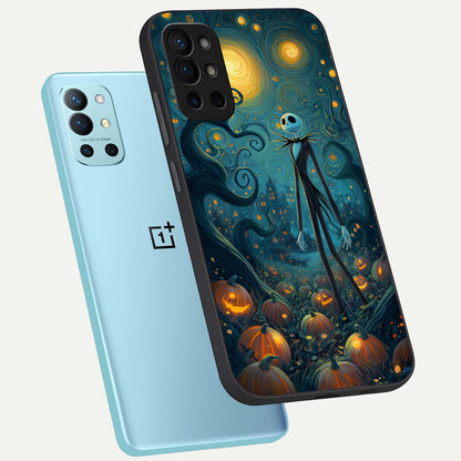  Pumpkin Moonlight Tale phone case For OnePlus 9R showing premium glass back cover with detailed artwork
