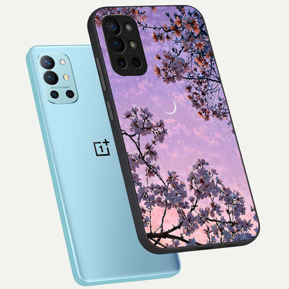  Purple Serenity Moon phone case For OnePlus 9R showing premium glass back cover with detailed artwork