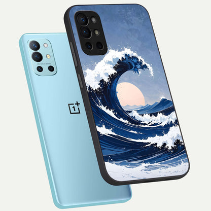  Rising Tide Power phone case For OnePlus 9R showing premium glass back cover with detailed artwork