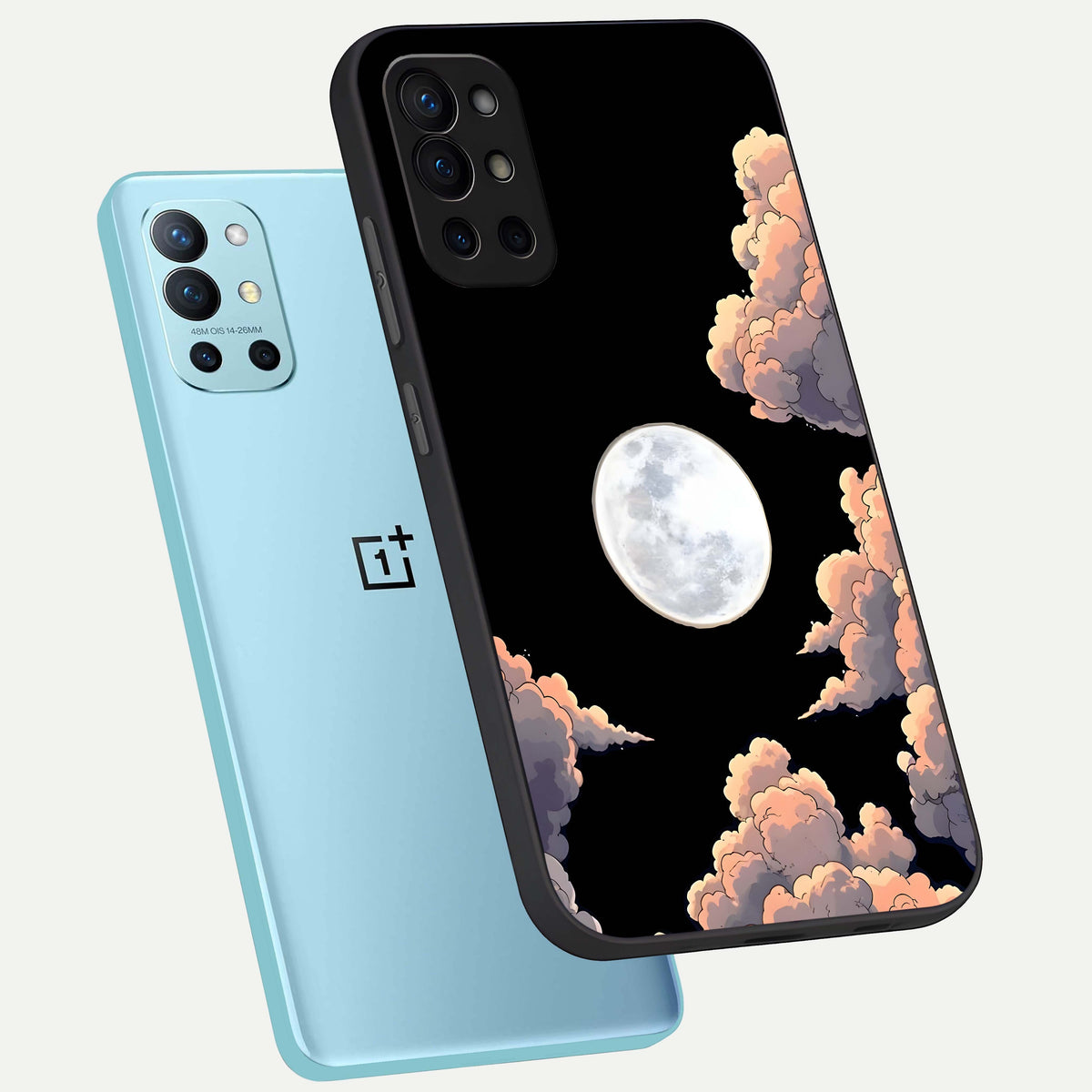  Shade Cloud Moon phone case For OnePlus 9R showing premium glass back cover with detailed artwork
