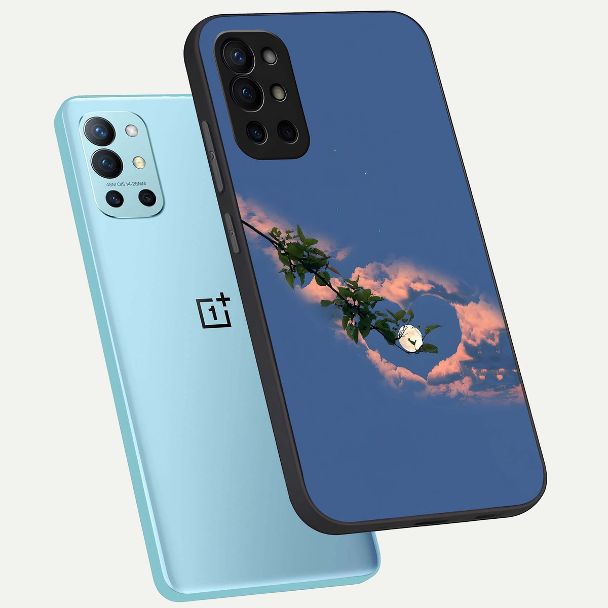  Sky Under Tree phone case For OnePlus 9R showing premium glass back cover with detailed artwork