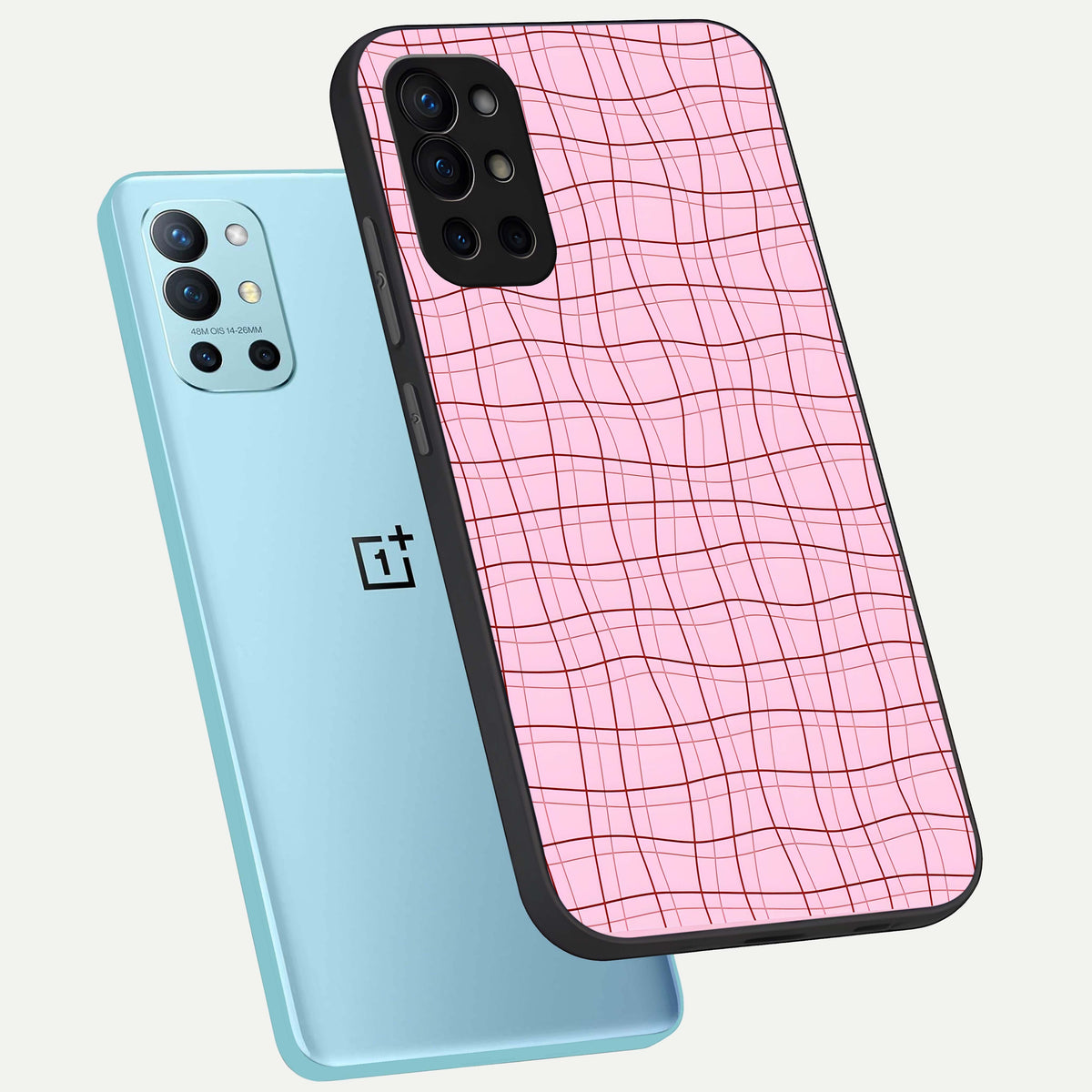  Soft Grid Bliss phone case For OnePlus 9R showing premium glass back cover with detailed artwork