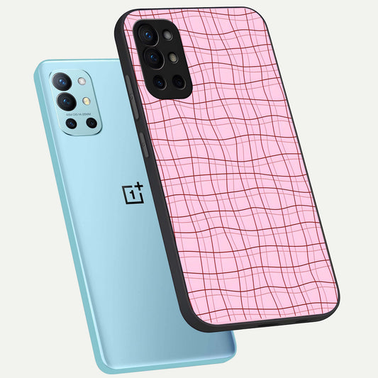  Soft Grid Bliss phone case For OnePlus 9R showing premium glass back cover with detailed artwork