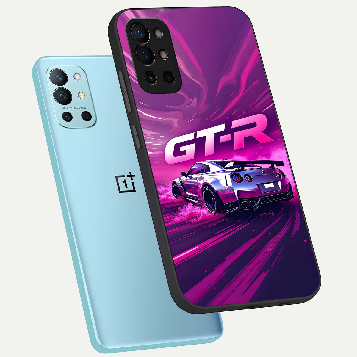  Speed Drift Legend phone case For OnePlus 9R showing premium glass back cover with detailed artwork