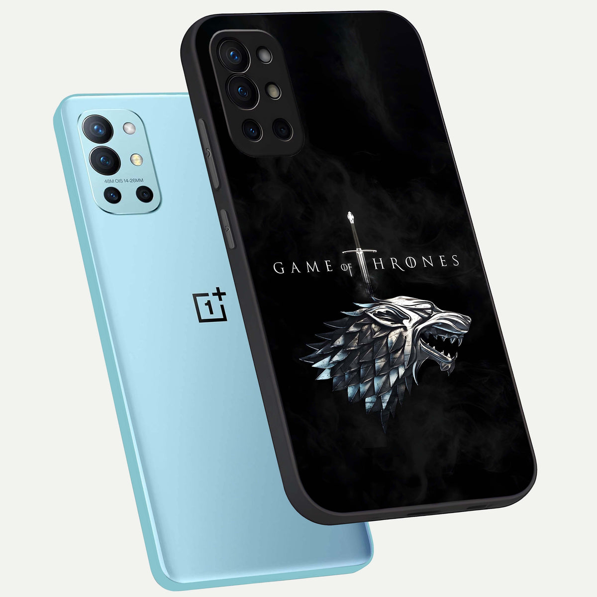  Throne Wolf Legacy phone case For OnePlus 9R showing premium glass back cover with detailed artwork