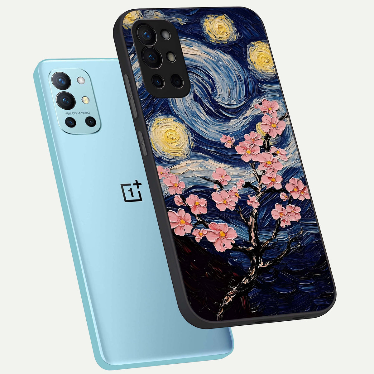  Van Gogh Scenery phone case For OnePlus 9R showing premium glass back cover with detailed artwork