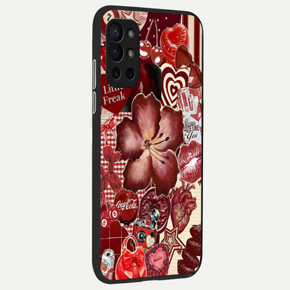  Aesthetic Little Freak back cover For OnePlus 9R slim fit glass case with vibrant aesthetic design