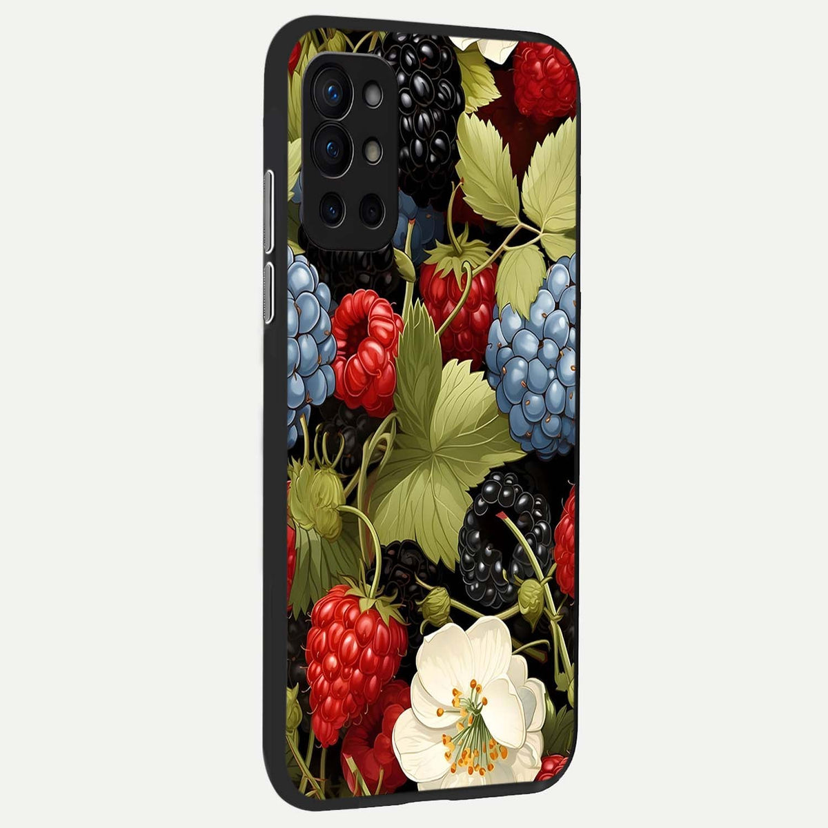  Berry Bloom Charm back cover For OnePlus 9R slim fit glass case with vibrant aesthetic design