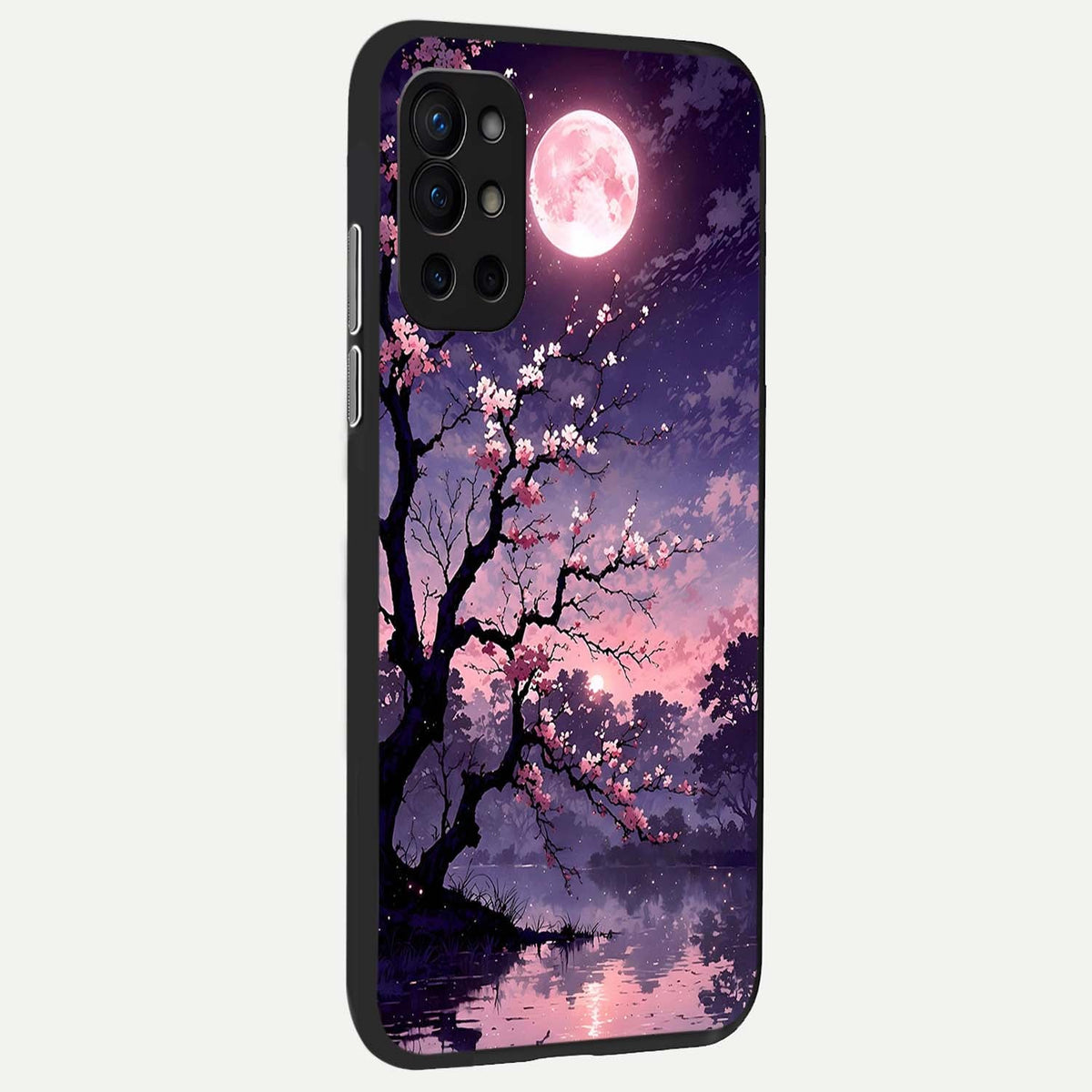  Blossom Pink Moon back cover For OnePlus 9R slim fit glass case with vibrant aesthetic design