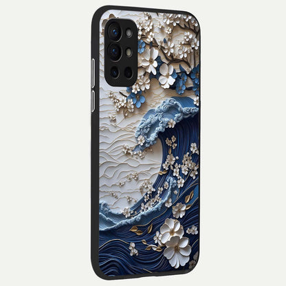  Blossom Wave Art back cover For OnePlus 9R slim fit glass case with vibrant aesthetic design