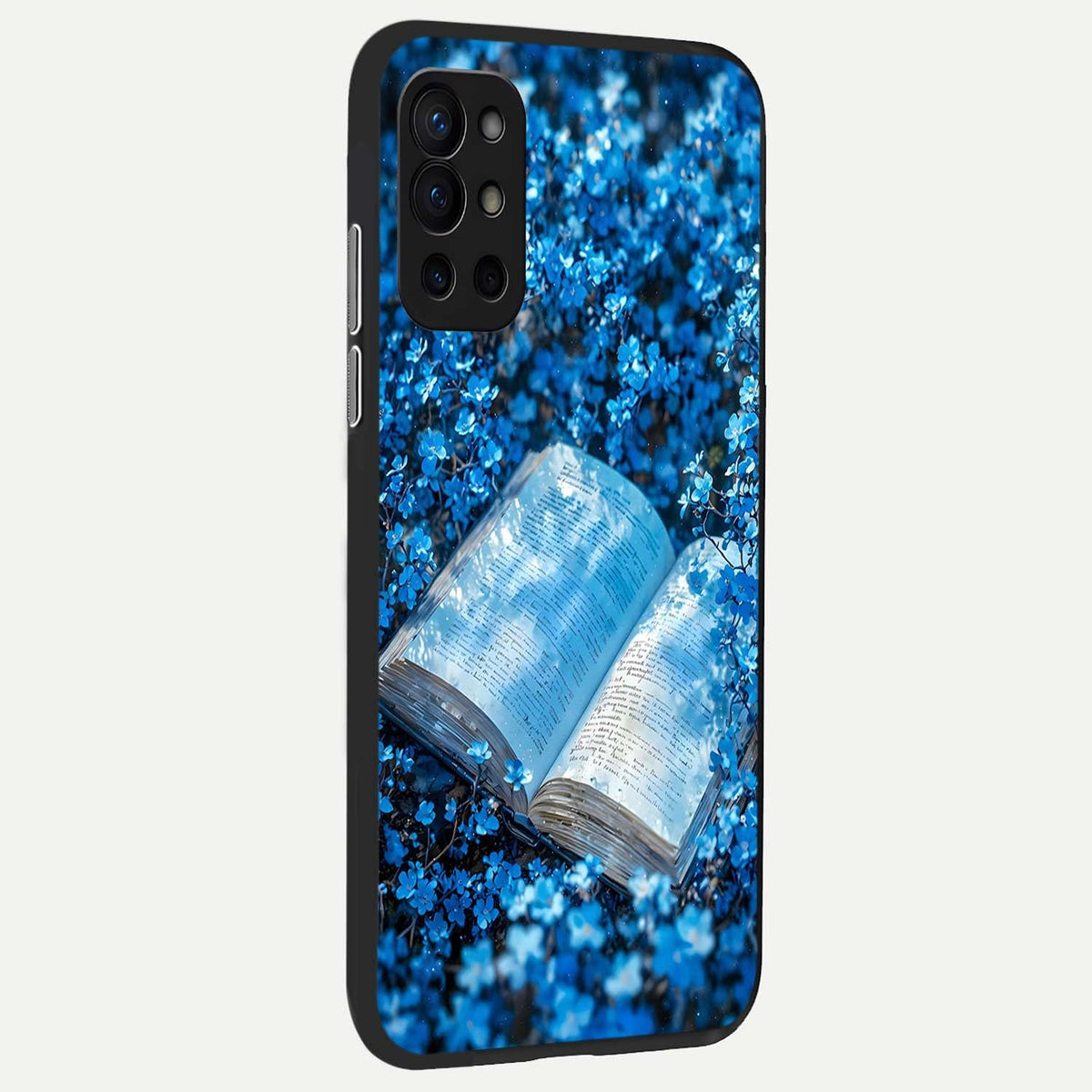  Blue Bloom Tales back cover For OnePlus 9R slim fit glass case with vibrant aesthetic design