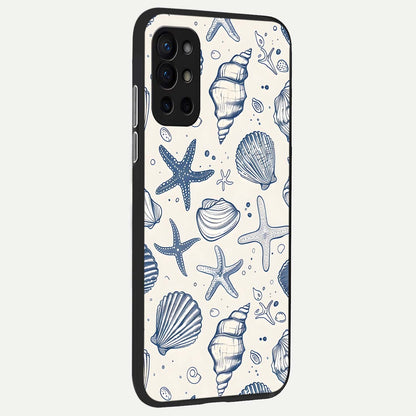 Blue Ocean Outline back cover For OnePlus 9R slim fit glass case with vibrant aesthetic design