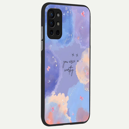  Celestial Cloud Magic back cover For OnePlus 9R slim fit glass case with vibrant aesthetic design