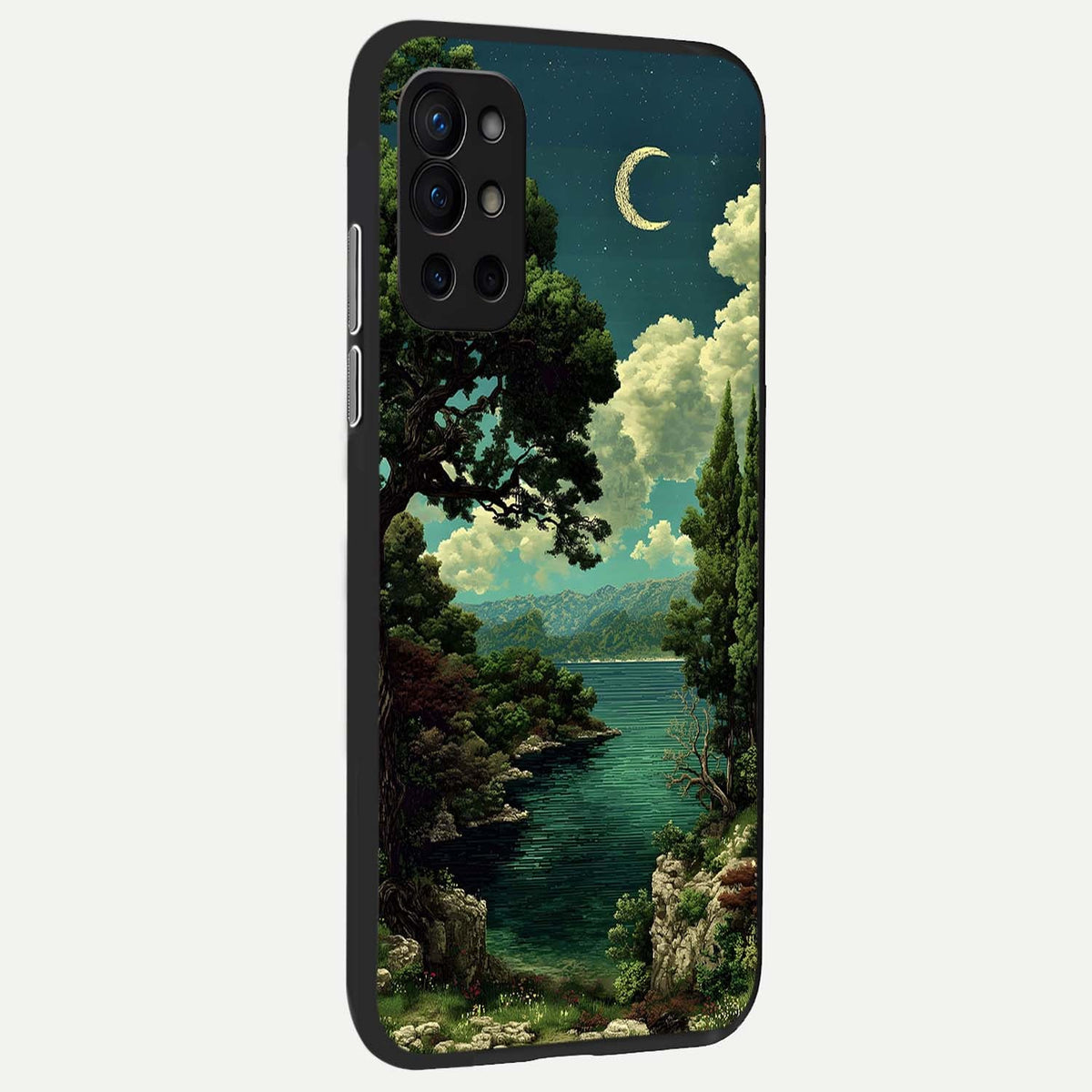  Celestial Lake Peace back cover For OnePlus 9R slim fit glass case with vibrant aesthetic design