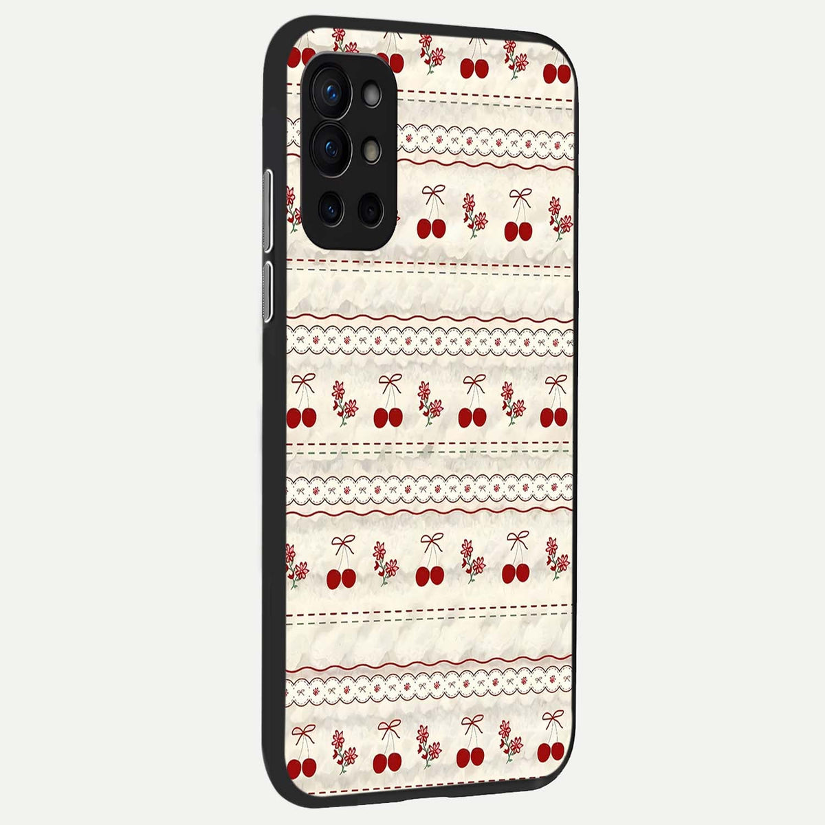 Cherry Bloom Charm back cover For OnePlus 9R slim fit glass case with vibrant aesthetic design