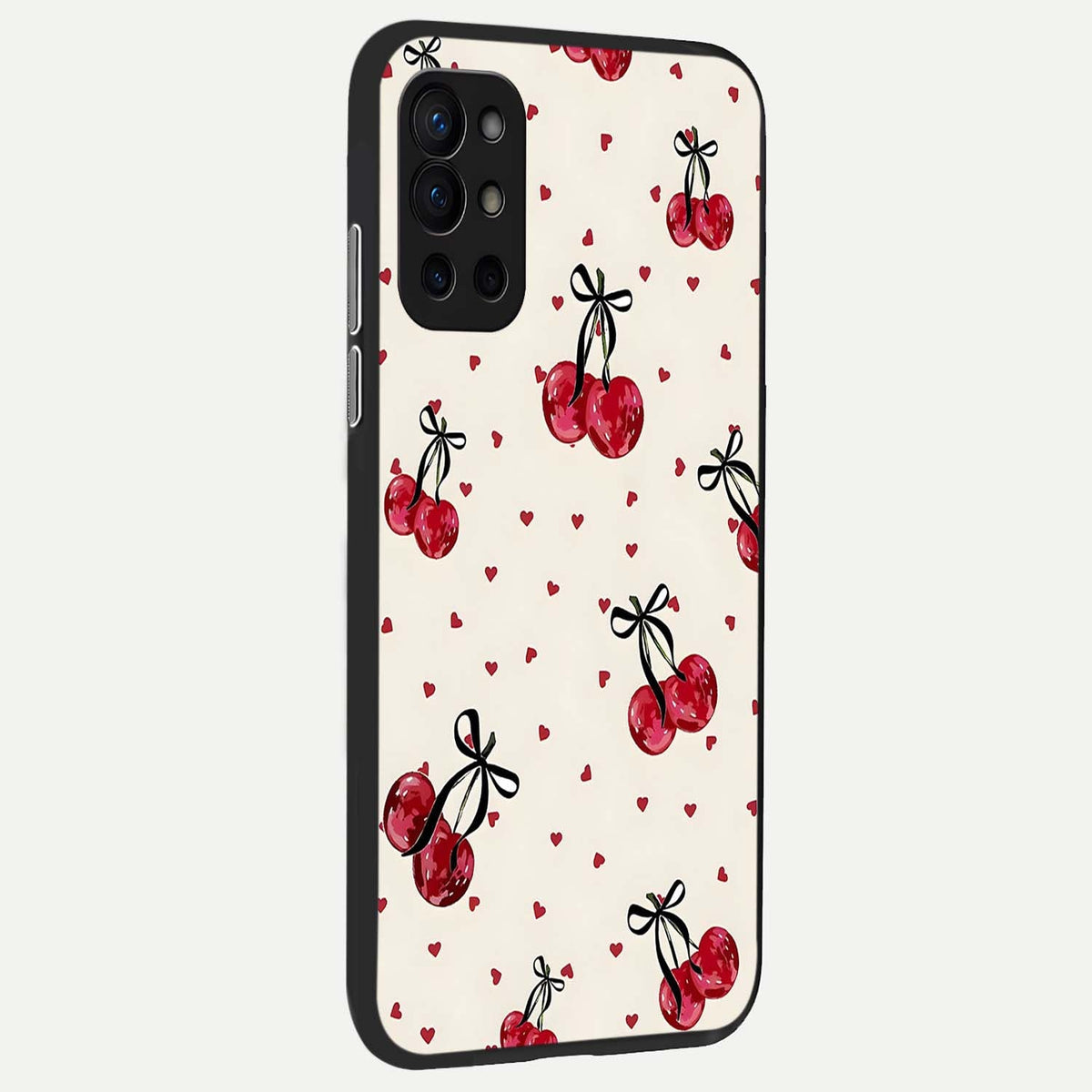  Cherry Heart Bow back cover For OnePlus 9R slim fit glass case with vibrant aesthetic design