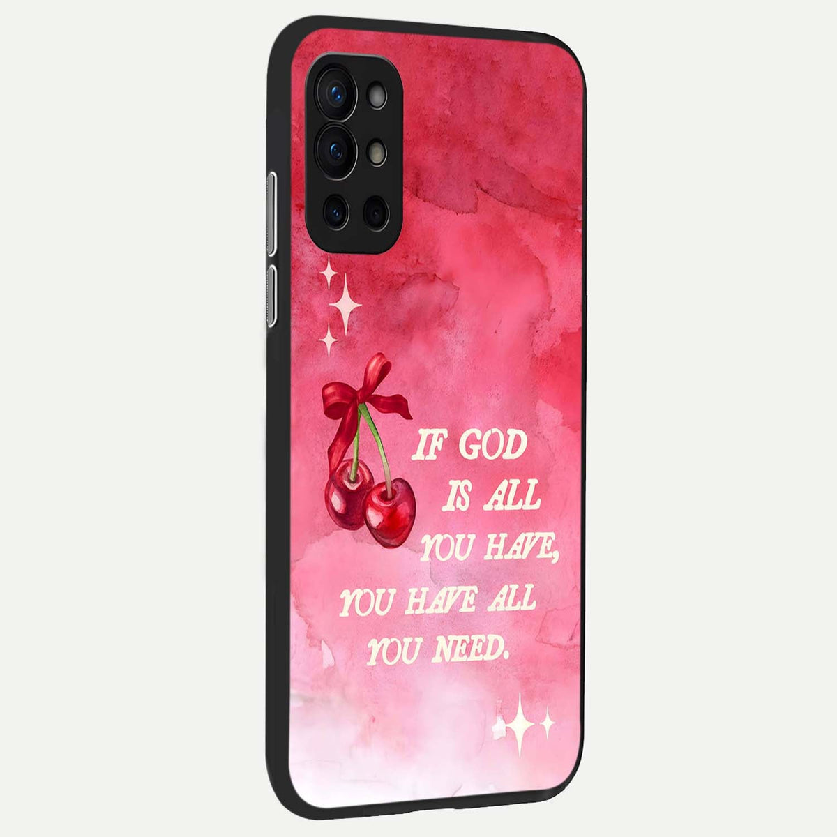  Cherry Quote back cover For OnePlus 9R slim fit glass case with vibrant aesthetic design