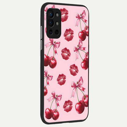  Cherry With Lips back cover For OnePlus 9R slim fit glass case with vibrant aesthetic design