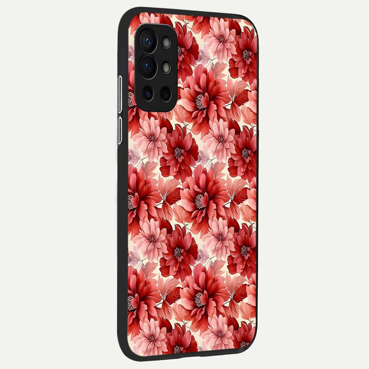  Crimson Love Petals back cover For OnePlus 9R slim fit glass case with vibrant aesthetic design