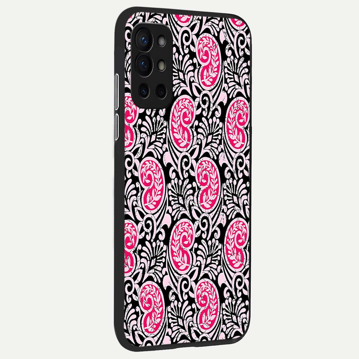  Crimson Paisley Charm back cover For OnePlus 9R slim fit glass case with vibrant aesthetic design