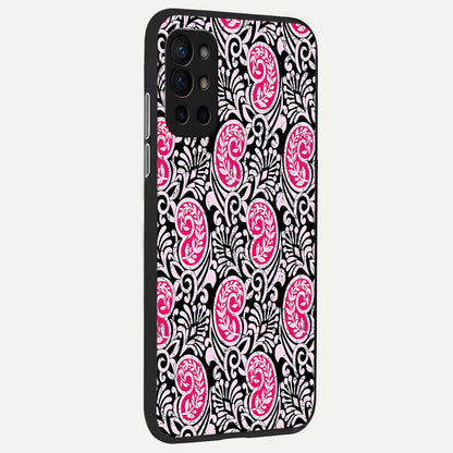  Crimson Paisley Charm back cover For OnePlus 9R slim fit glass case with vibrant aesthetic design