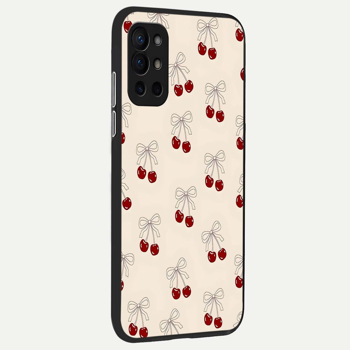  Cute Cherry Pattern back cover For OnePlus 9R slim fit glass case with vibrant aesthetic design