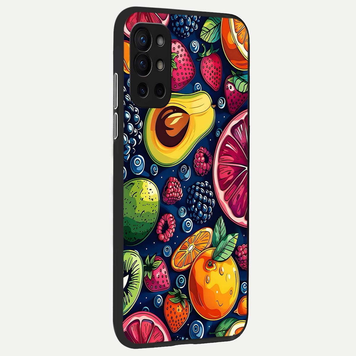 Cute Fruits Art back cover For OnePlus 9R slim fit glass case with vibrant aesthetic design