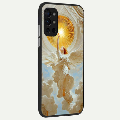  Divine Light Angel back cover For OnePlus 9R slim fit glass case with vibrant aesthetic design