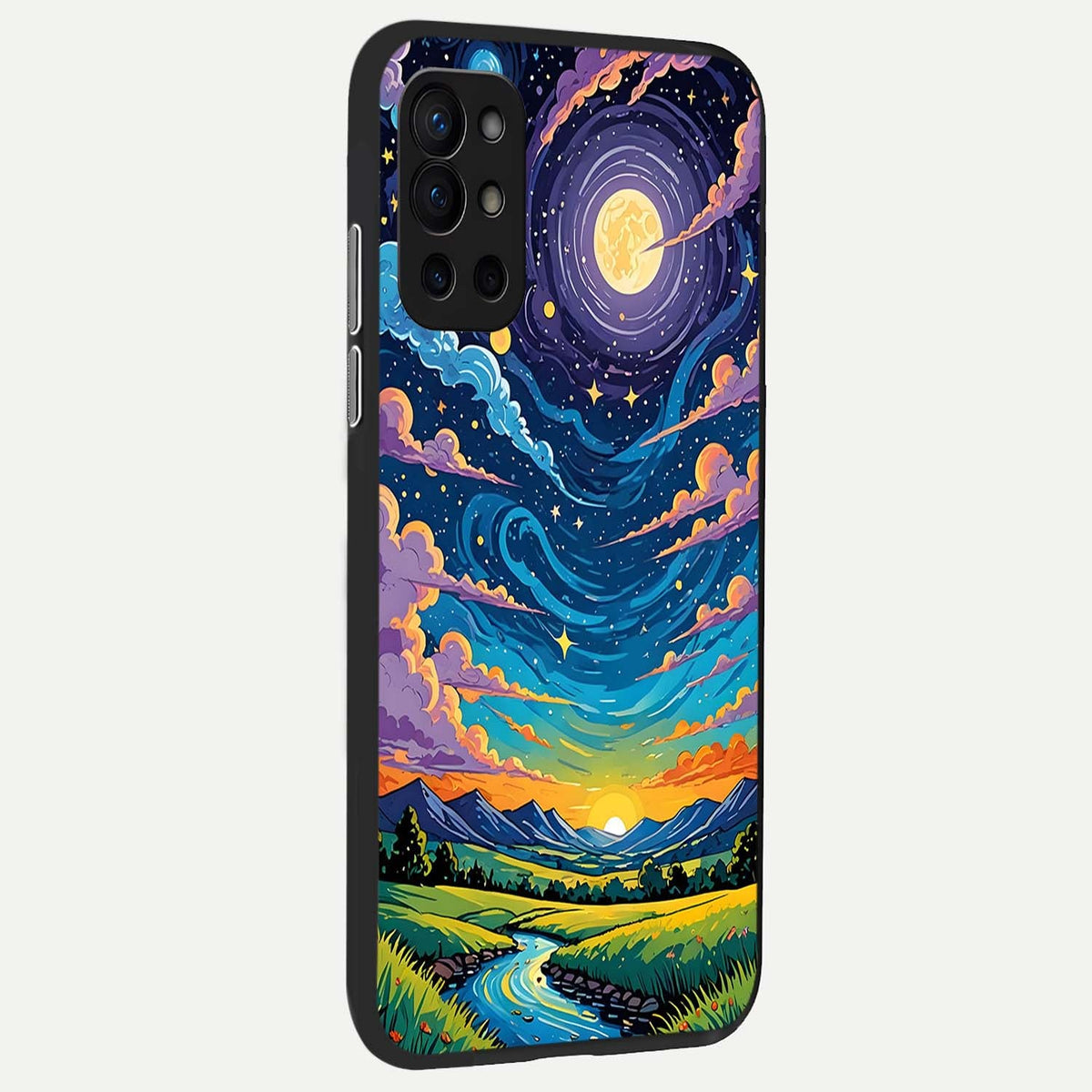  Dreamy Night Landscape back cover For OnePlus 9R slim fit glass case with vibrant aesthetic design