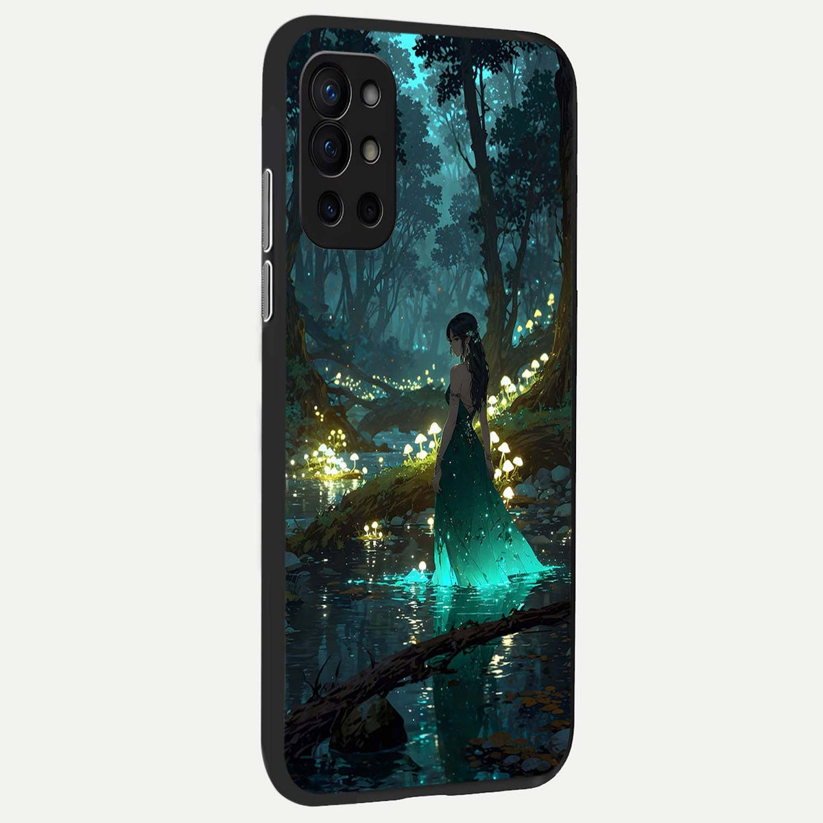  Enchanted Forest Glow back cover For OnePlus 9R slim fit glass case with vibrant aesthetic design
