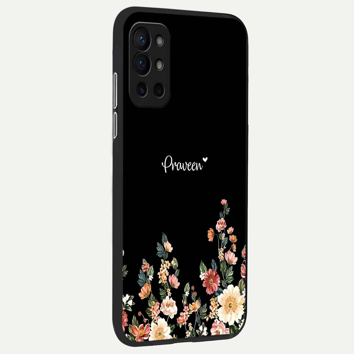 Floral Design Personalized Custom Name back cover For OnePlus 9R slim fit glass case with vibrant aesthetic design