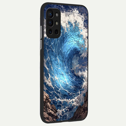  Giant Ocean Wave back cover For OnePlus 9R slim fit glass case with vibrant aesthetic design