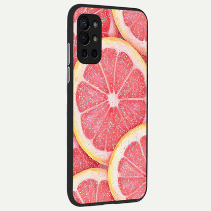  Glitter Grapefruit back cover For OnePlus 9R slim fit glass case with vibrant aesthetic design