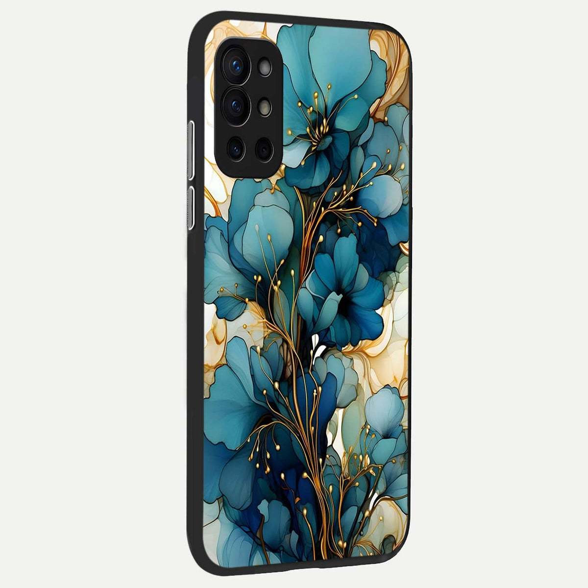  Golden Bloom Symphony back cover For OnePlus 9R slim fit glass case with vibrant aesthetic design