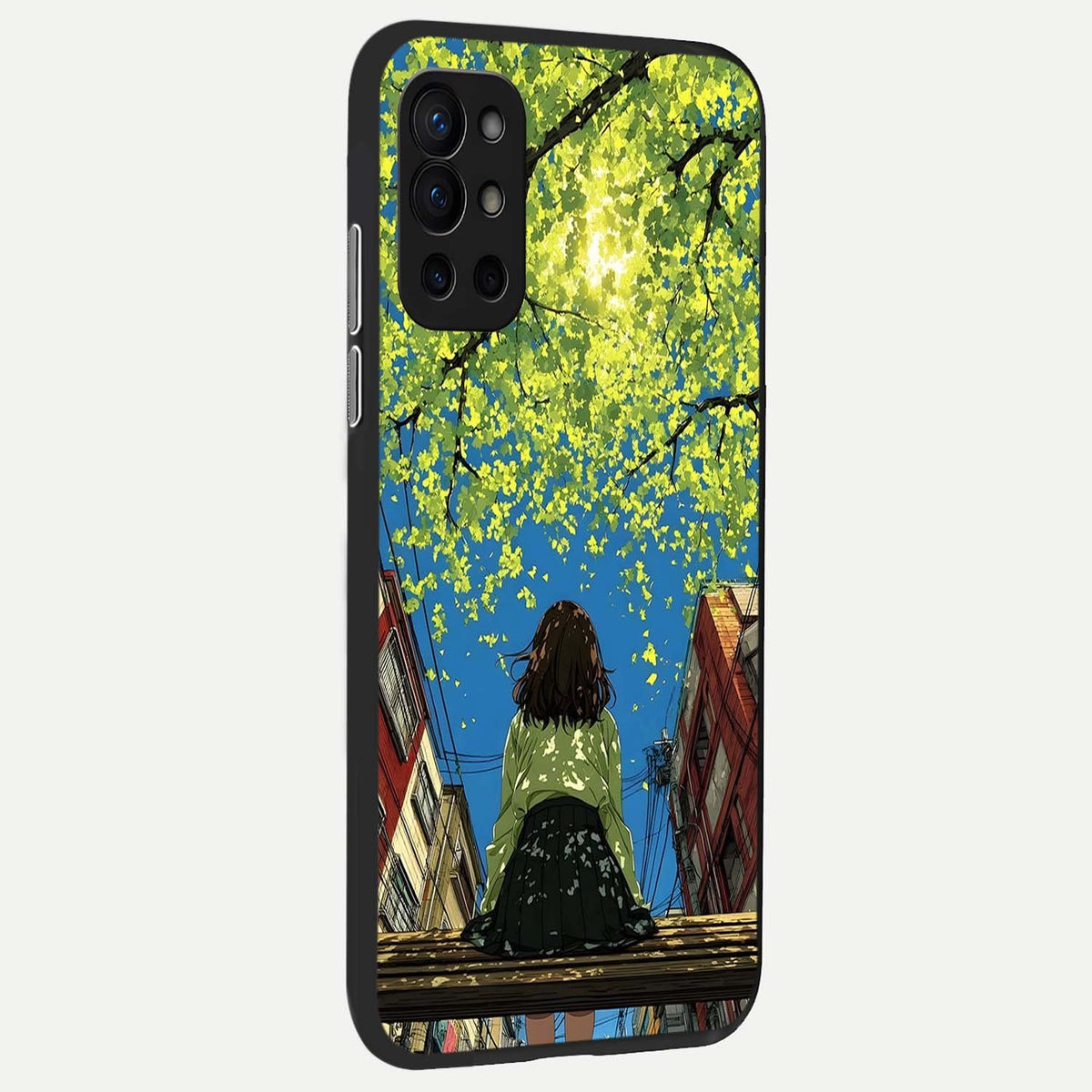  Golden Leaves Glow back cover For OnePlus 9R slim fit glass case with vibrant aesthetic design