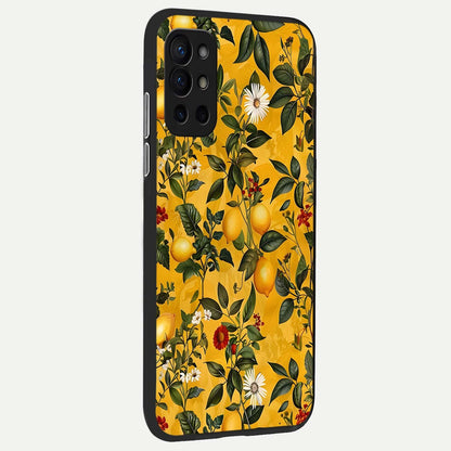  Golden Lemon Field back cover For OnePlus 9R slim fit glass case with vibrant aesthetic design
