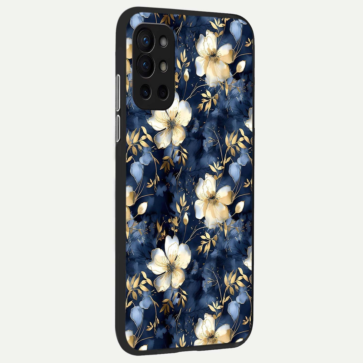  Golden Midnight Bloom back cover For OnePlus 9R slim fit glass case with vibrant aesthetic design