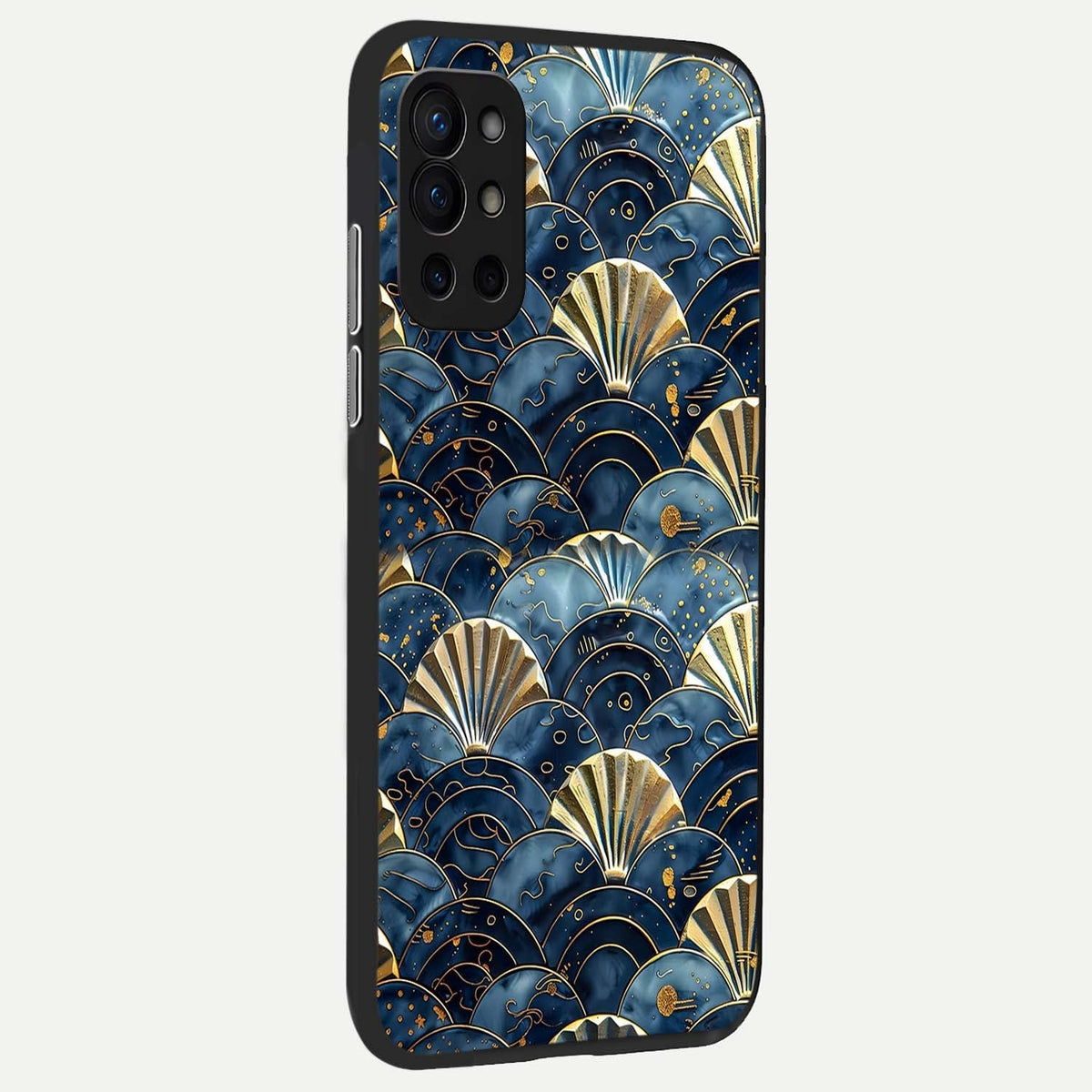  Golden Wave Luxe back cover For OnePlus 9R slim fit glass case with vibrant aesthetic design