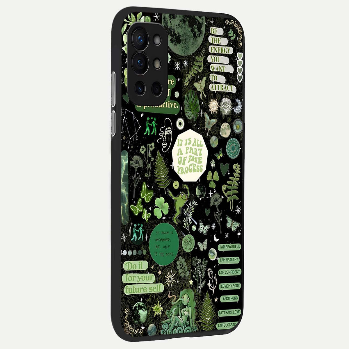  Green Mandala Pattern back cover For OnePlus 9R slim fit glass case with vibrant aesthetic design