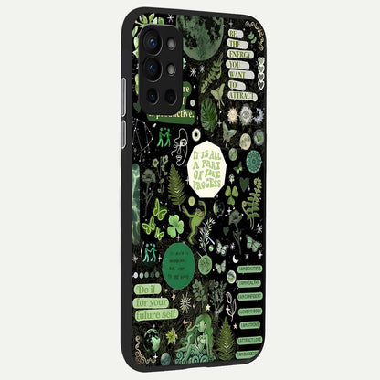 Green Mandala Pattern back cover For OnePlus 9R slim fit glass case with vibrant aesthetic design