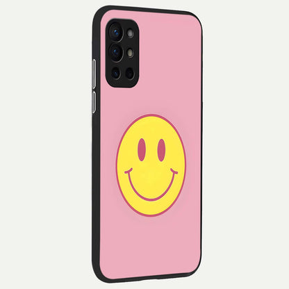  Happy Pink Mood back cover For OnePlus 9R slim fit glass case with vibrant aesthetic design