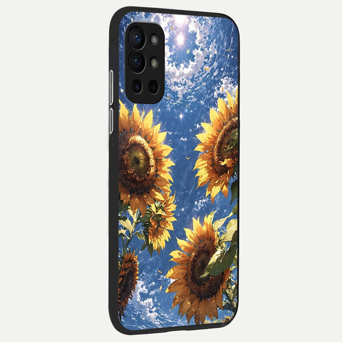  Heavenly Sunflower Rise back cover For OnePlus 9R slim fit glass case with vibrant aesthetic design