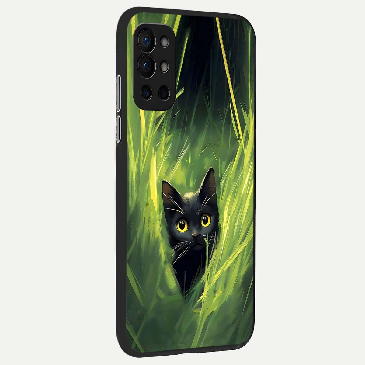  Hidden Cat Whisper back cover For OnePlus 9R slim fit glass case with vibrant aesthetic design
