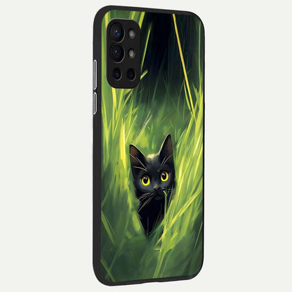  Hidden Cat Whisper back cover For OnePlus 9R slim fit glass case with vibrant aesthetic design