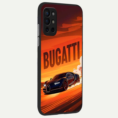  Inferno Bugatti Storm back cover For OnePlus 9R slim fit glass case with vibrant aesthetic design