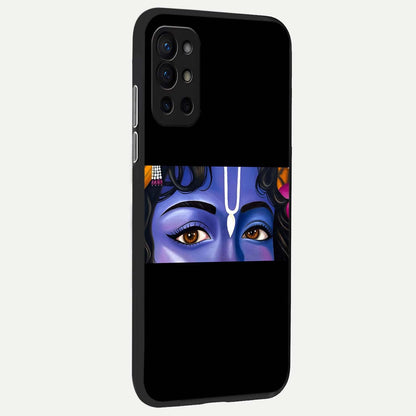  Krishna Eye back cover For OnePlus 9R slim fit glass case with vibrant aesthetic design