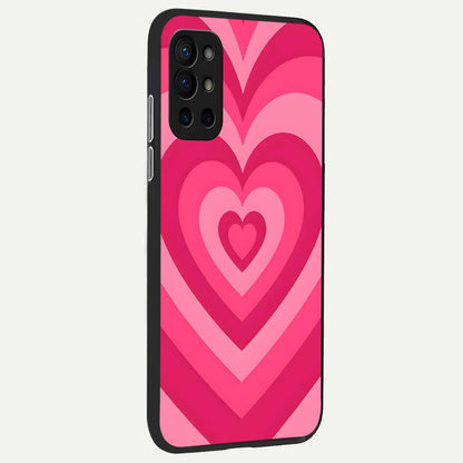  Layered Love Hearts back cover For OnePlus 9R slim fit glass case with vibrant aesthetic design