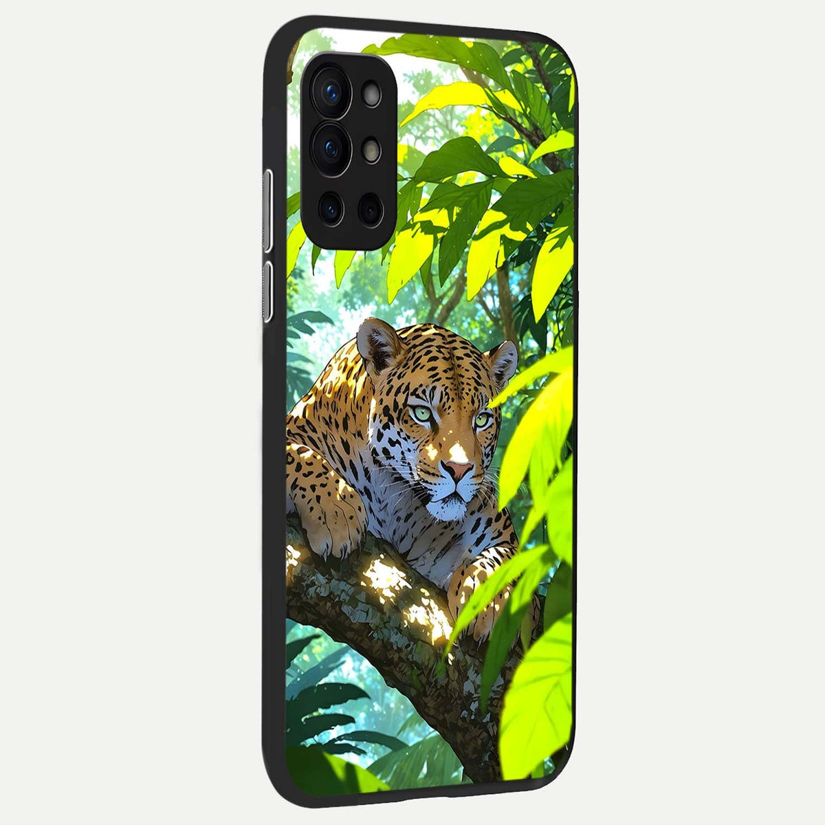  Leopard in Jungle back cover For OnePlus 9R slim fit glass case with vibrant aesthetic design
