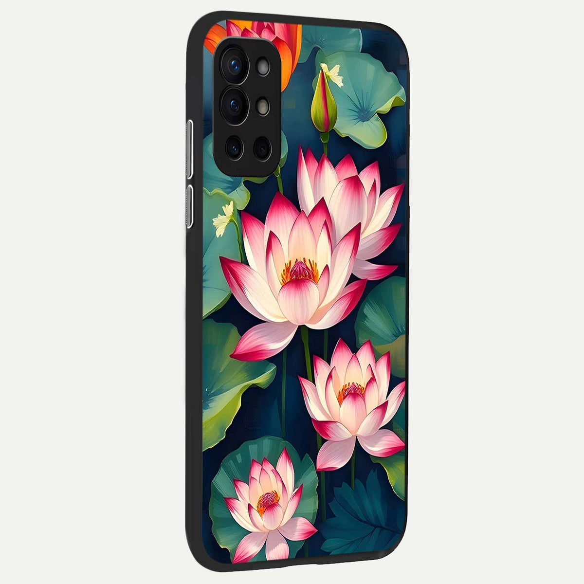  Lotus Dream Serenity back cover For OnePlus 9R slim fit glass case with vibrant aesthetic design